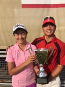 Rose and her father at the Toyota Tour Championship 